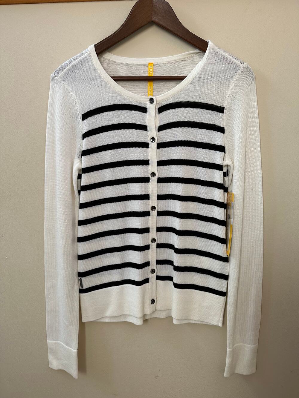 NEW Lole MARBELLA Black and White striped cardigan sweater lightweight Womens XS